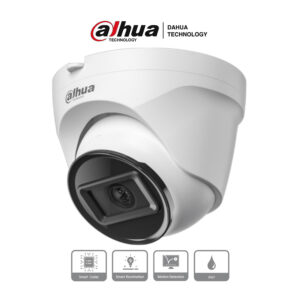 DAHUA IPC-T1E20 -Camara IP Domo de 2 MP, lente de 2.8 mm y 99° de visión. Alcance IR de 30 m, protección IP67 y alimentación PoE. Funciones avanzadas: DWDR, 3D NR, HLC, BLC y compresión H.265+ Ideal para videovigilancia confiable